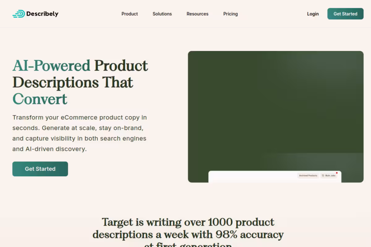 Describely homepage screenshot