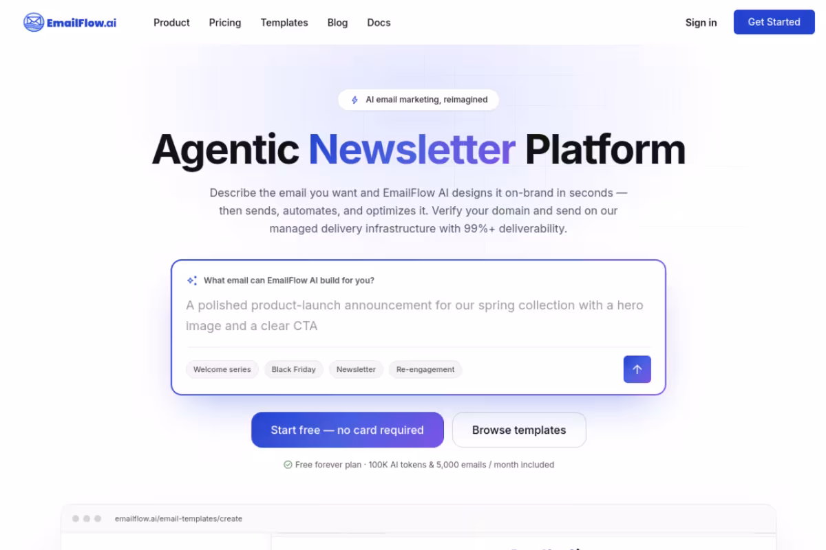 EmailFlow AI homepage screenshot