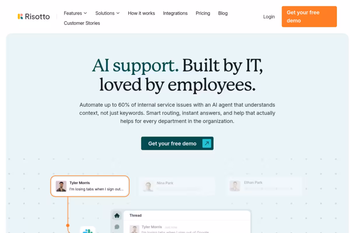 Risotto homepage screenshot