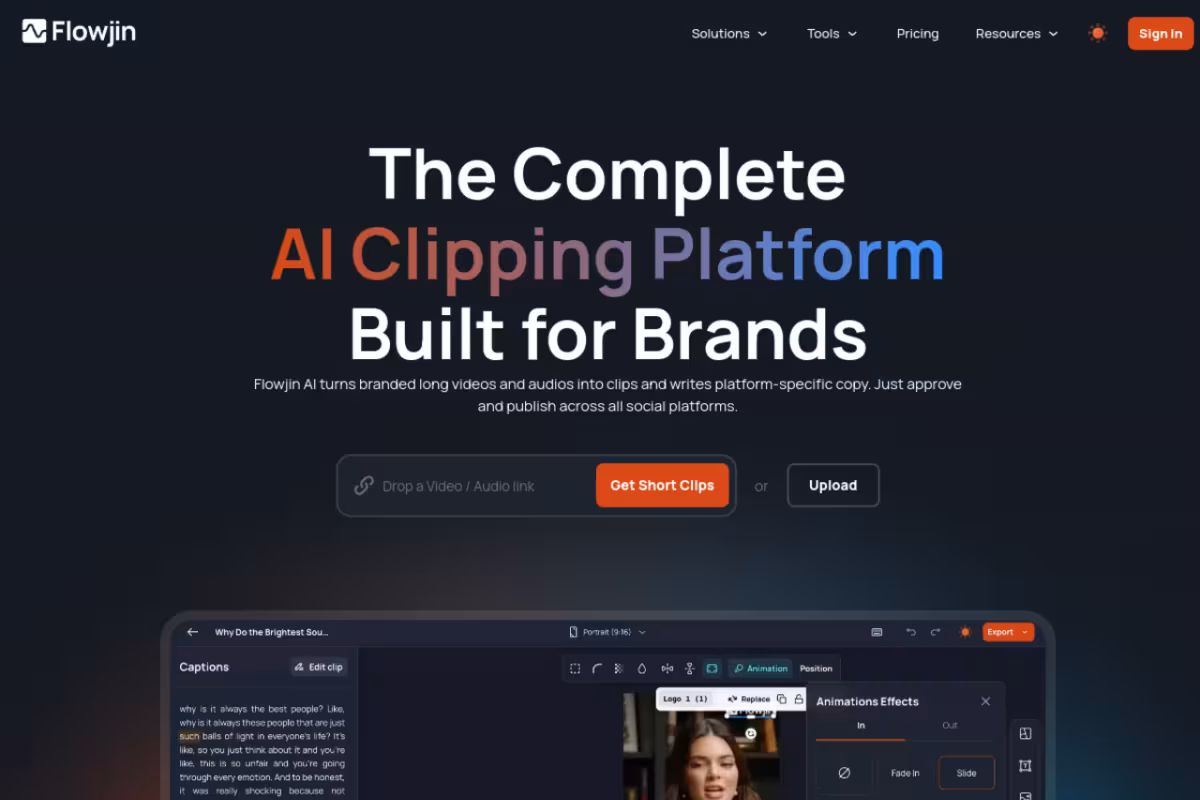 Flowjin homepage screenshot