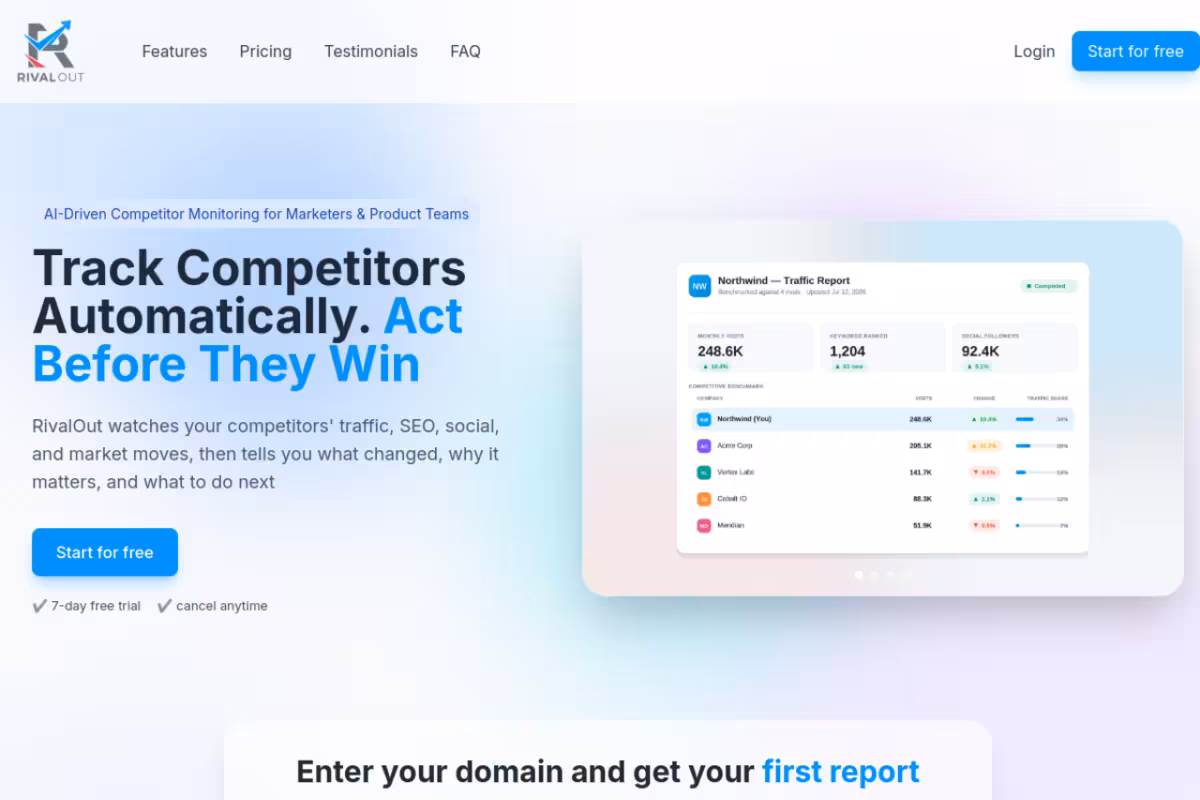 RivalOut homepage screenshot