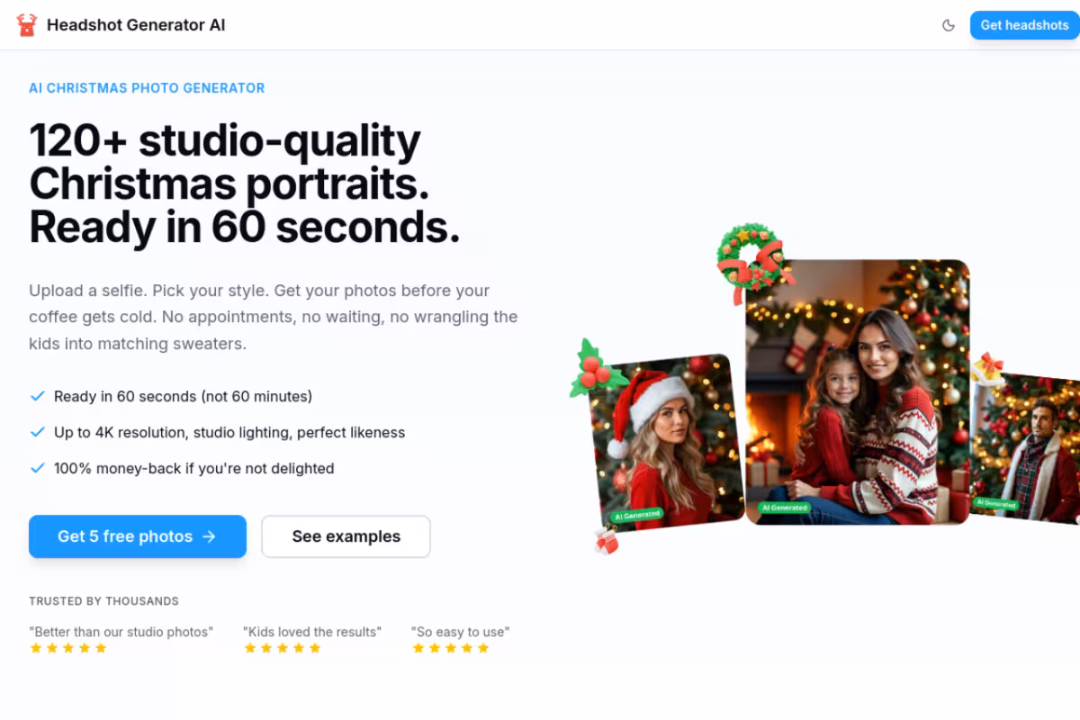 AI Christmas Photo Generator homepage screenshot
