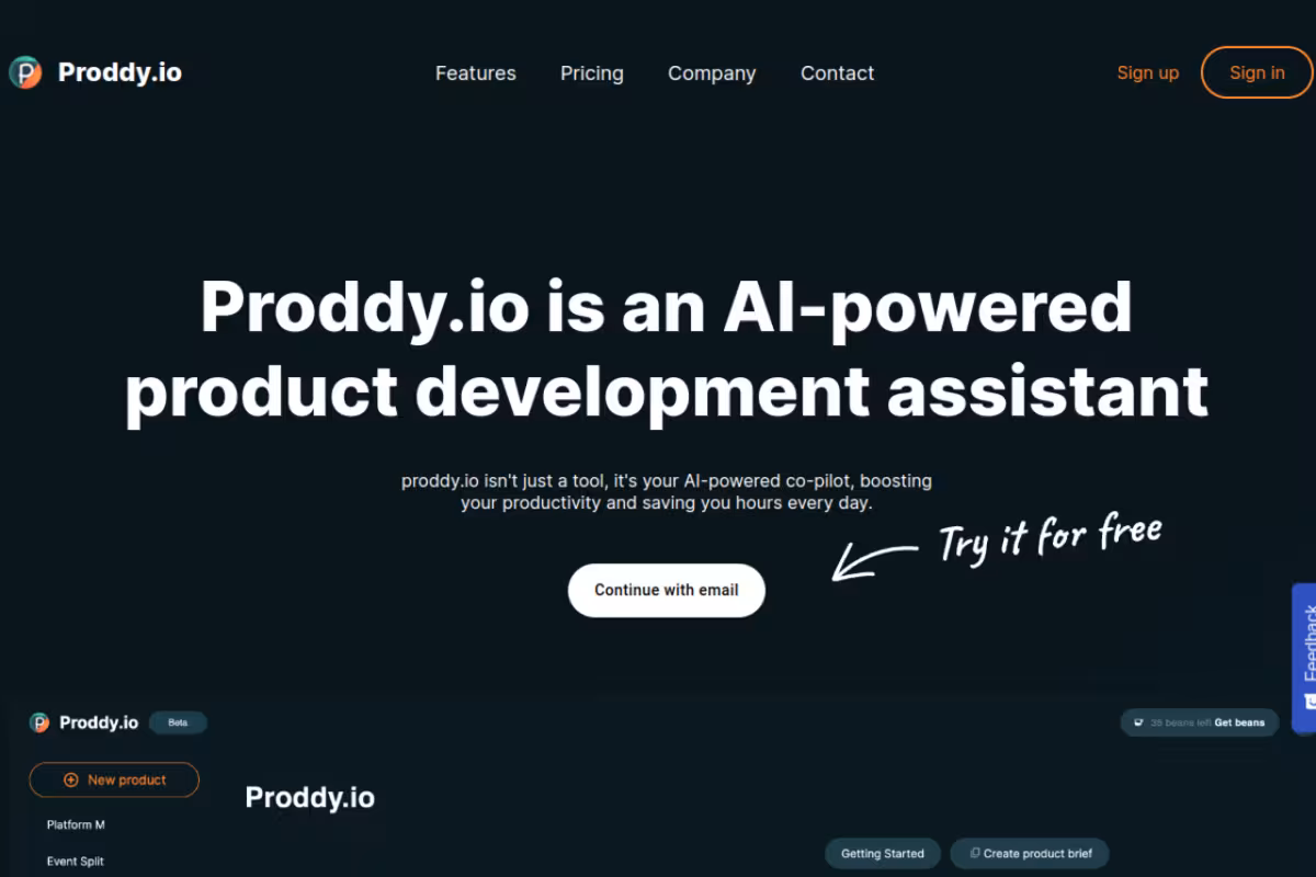 Proddy.io homepage screenshot