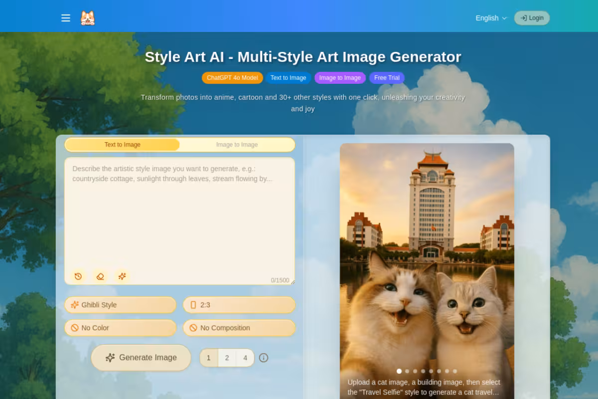 Style Art AI homepage screenshot