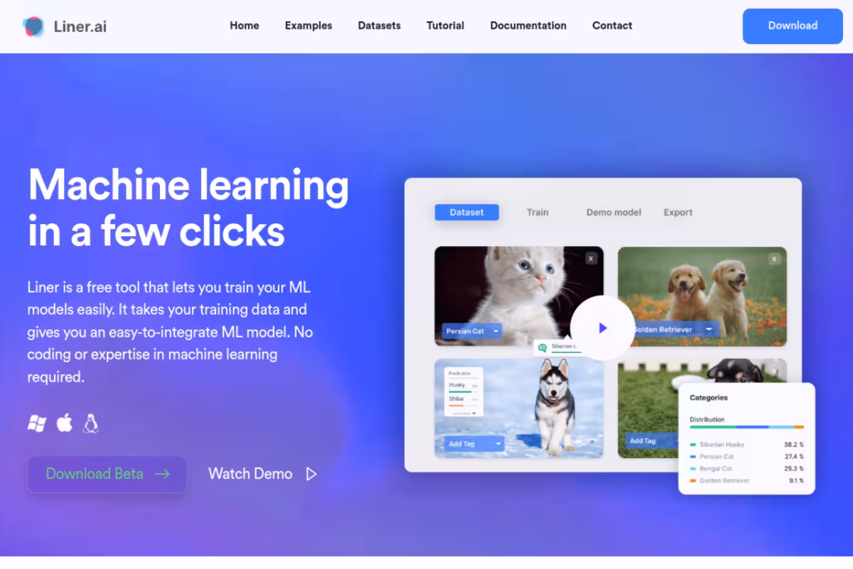 Liner.ai homepage screenshot