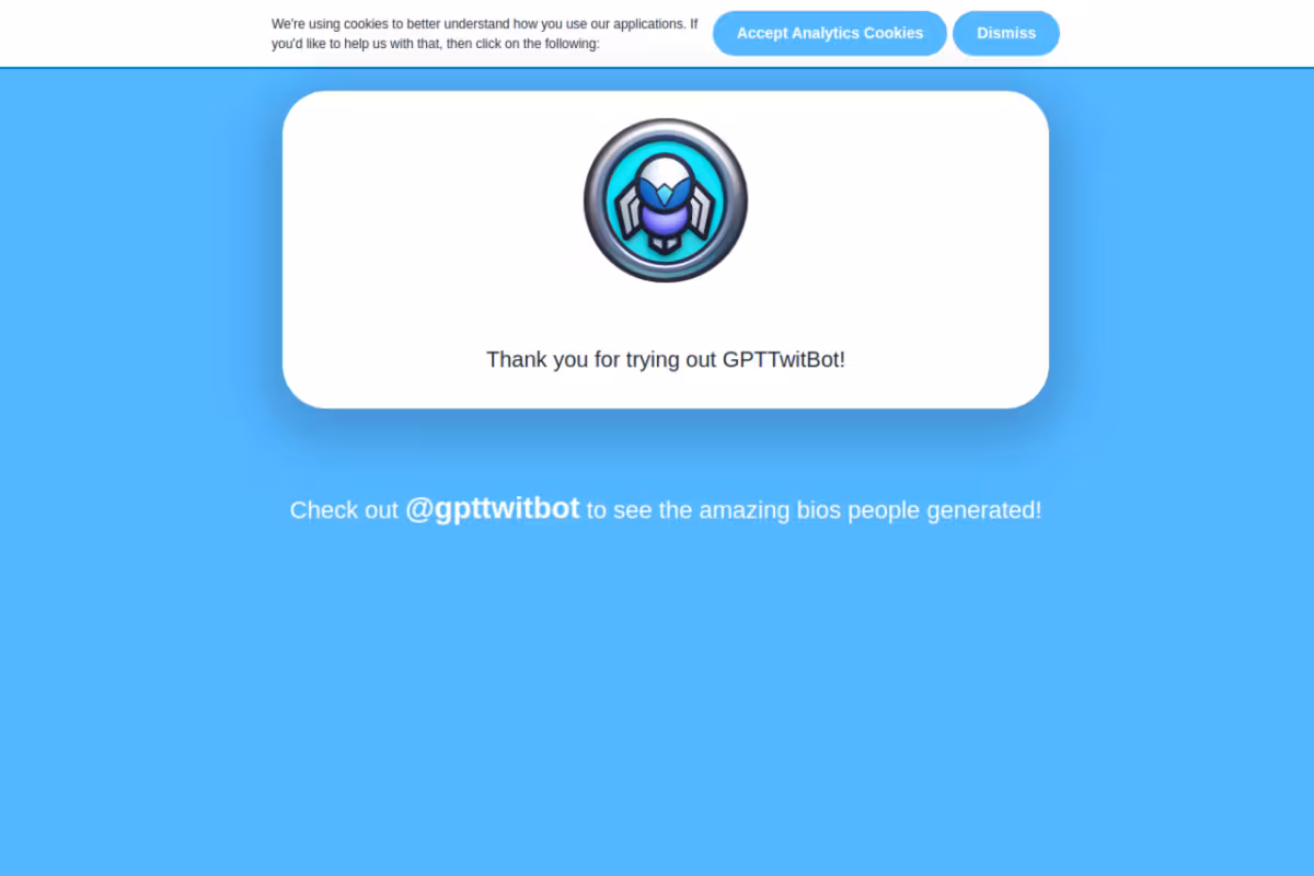 GPT Twitter Bot homepage screenshot