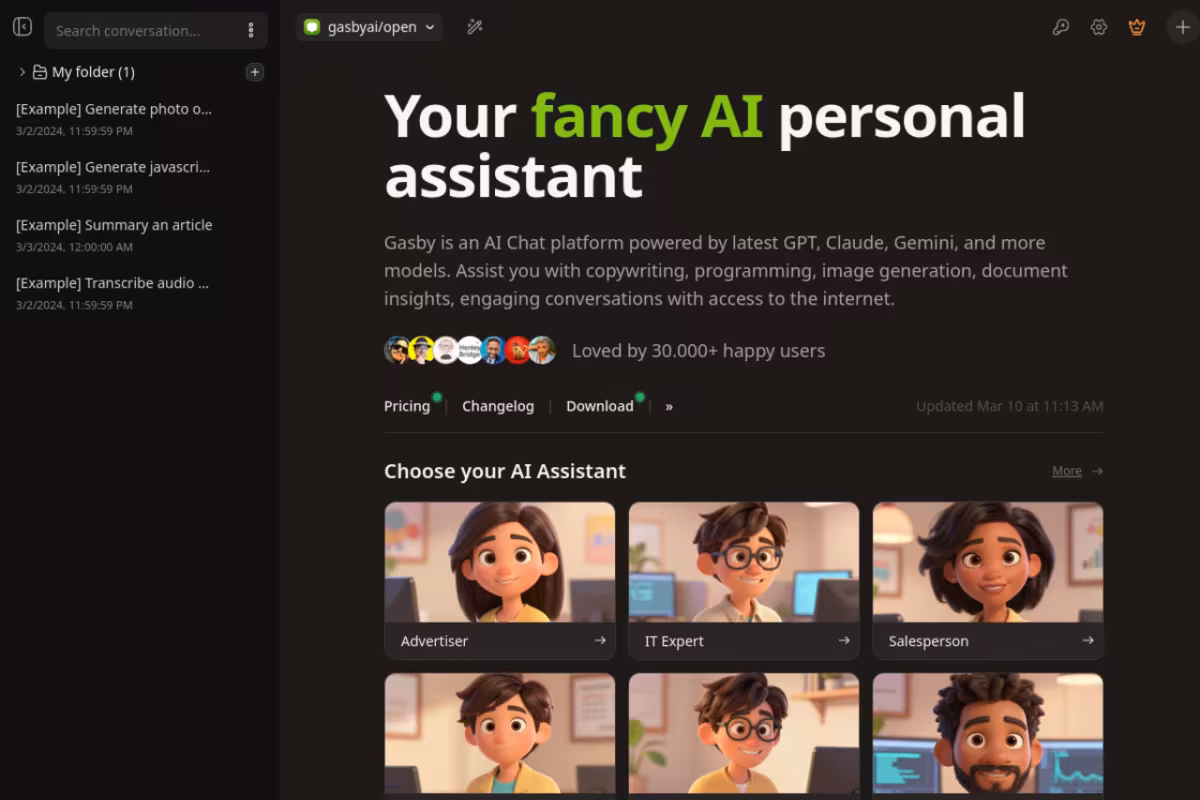 Gasby homepage screenshot
