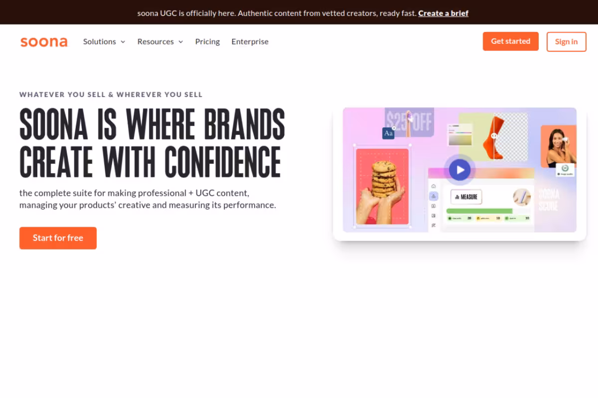 Soona homepage screenshot