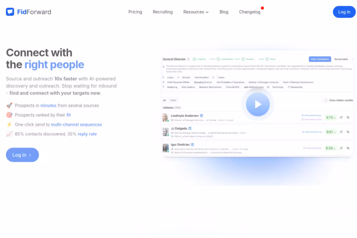 FidForward homepage screenshot