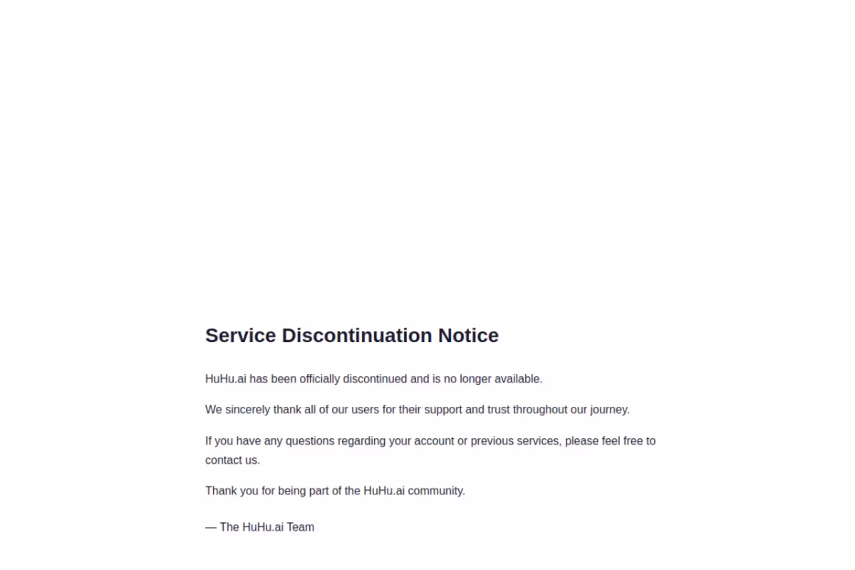 HuHu AI homepage screenshot