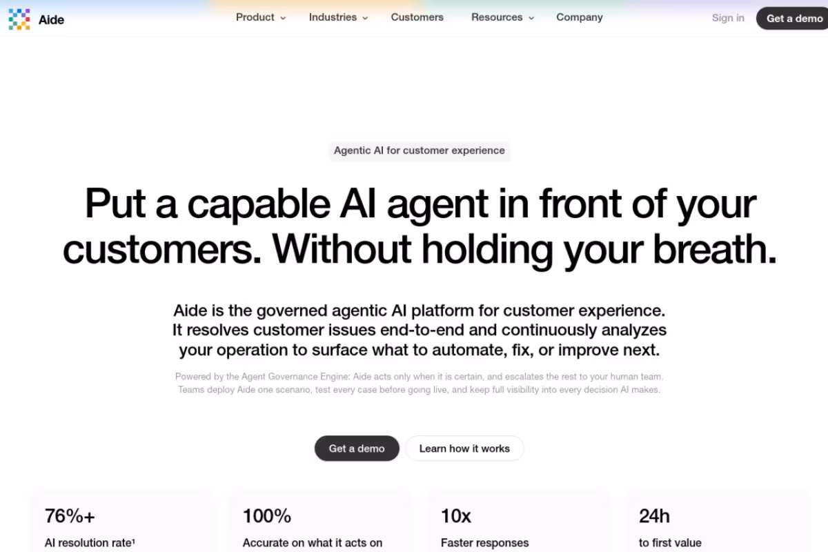 Aide homepage screenshot