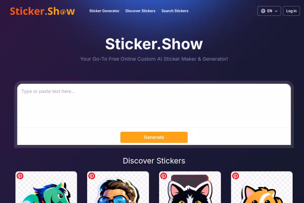 Sticker.Show homepage screenshot