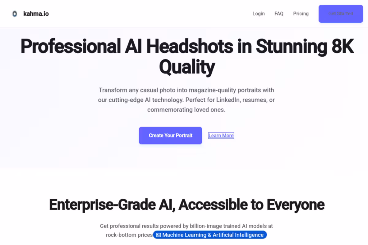 kahma.io homepage screenshot