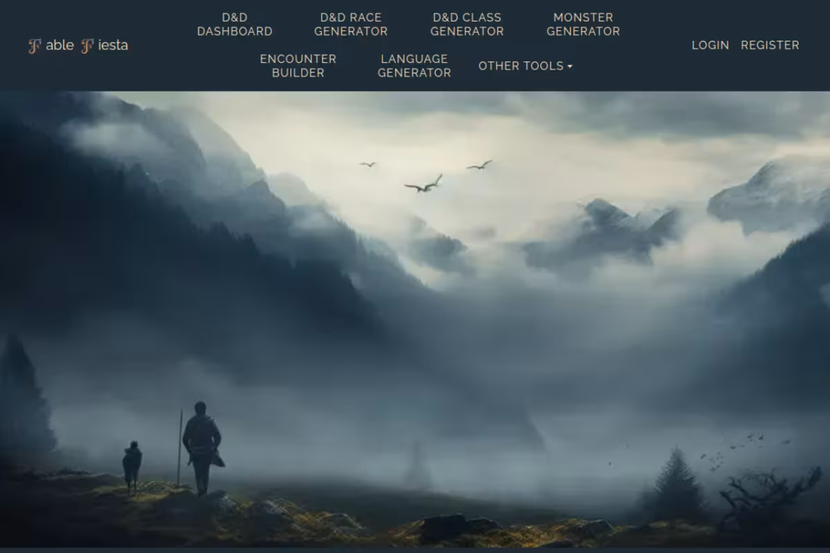 Fable Fiesta homepage screenshot