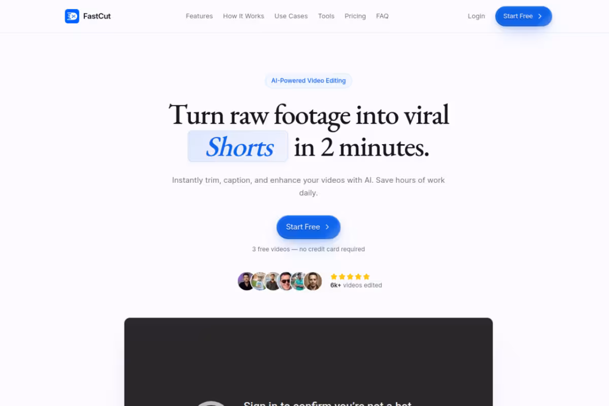 FastCut homepage screenshot