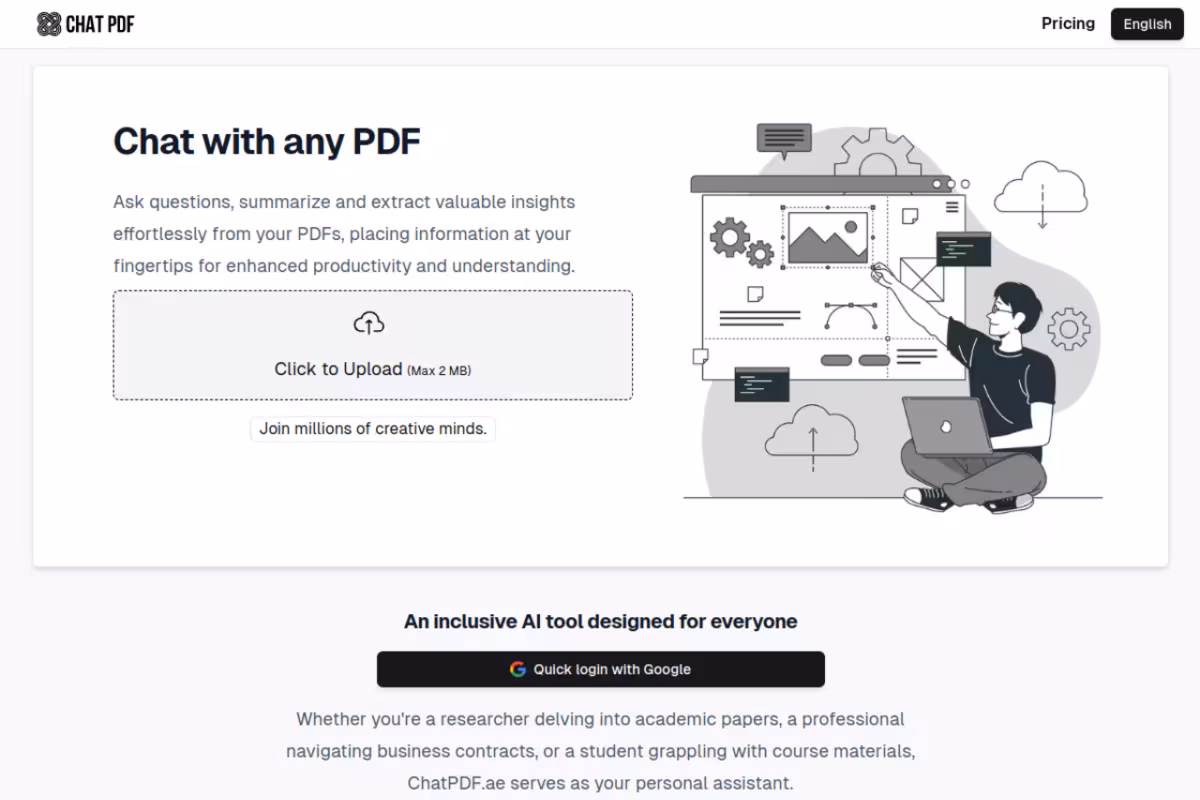 ChatPDF homepage screenshot
