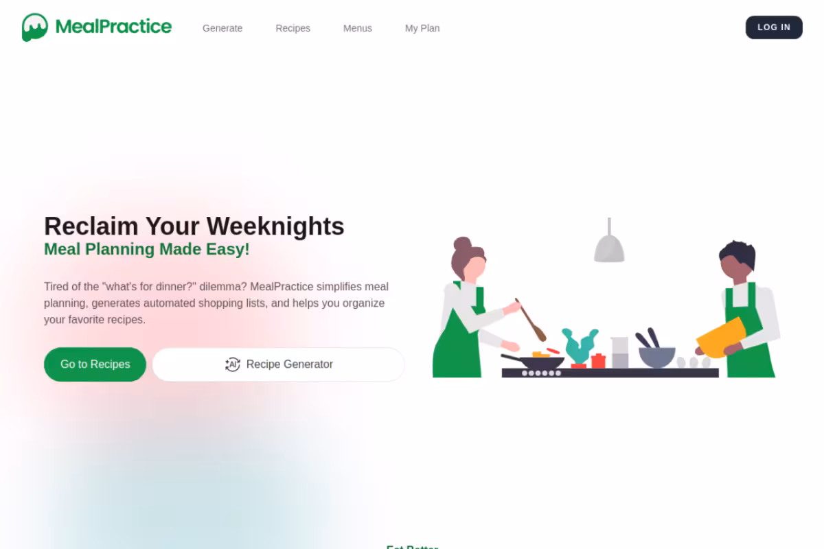Mealpractice homepage screenshot