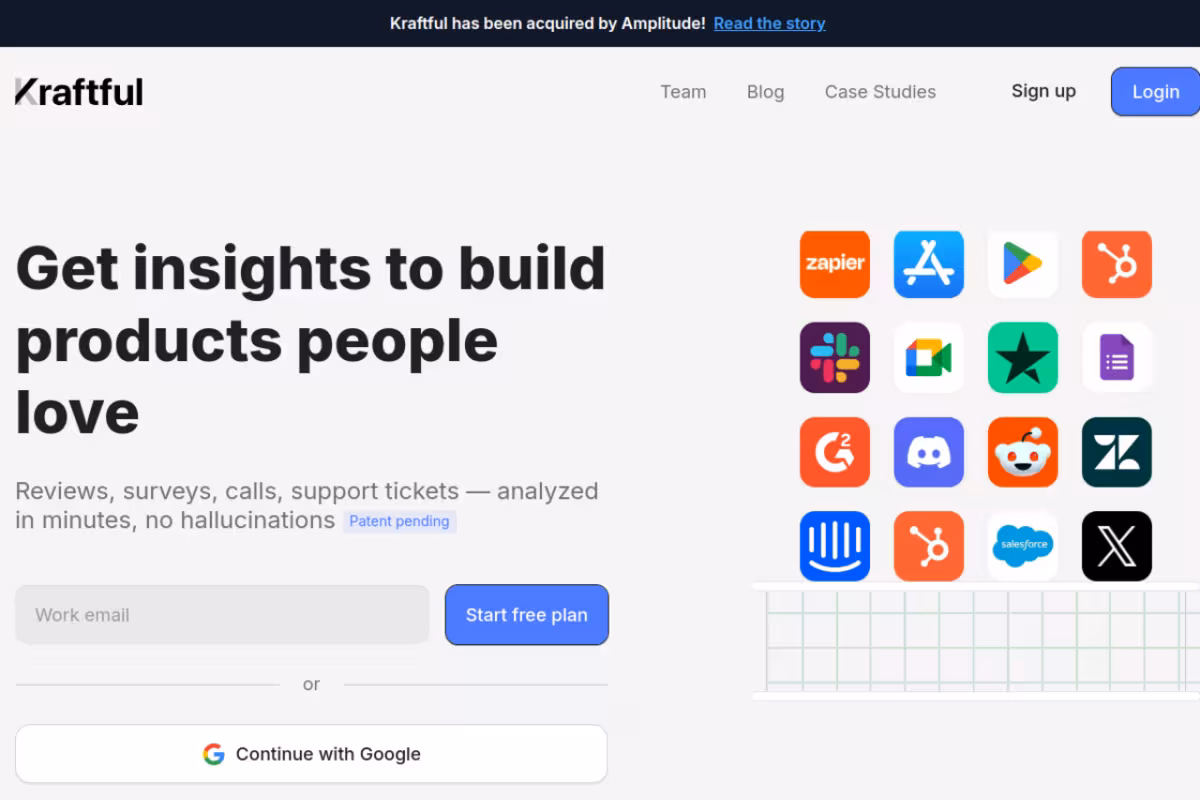 Kraftful homepage screenshot