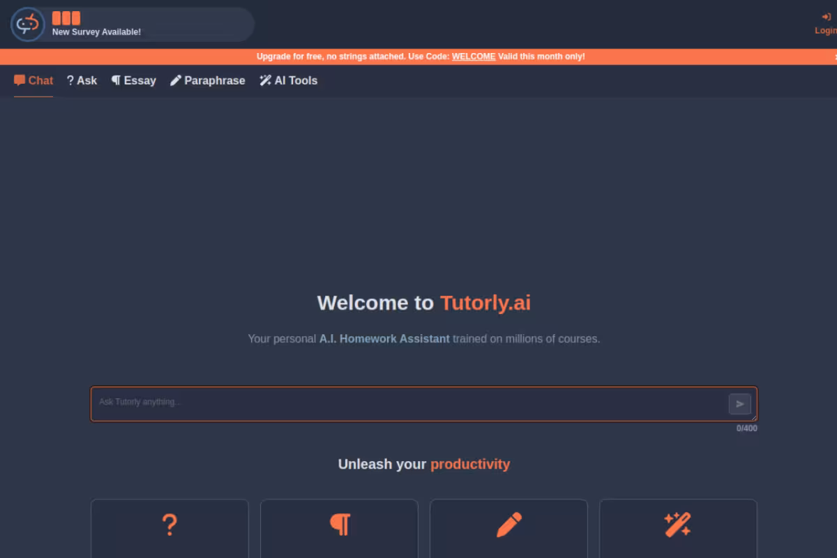 Tutorly.ai homepage screenshot