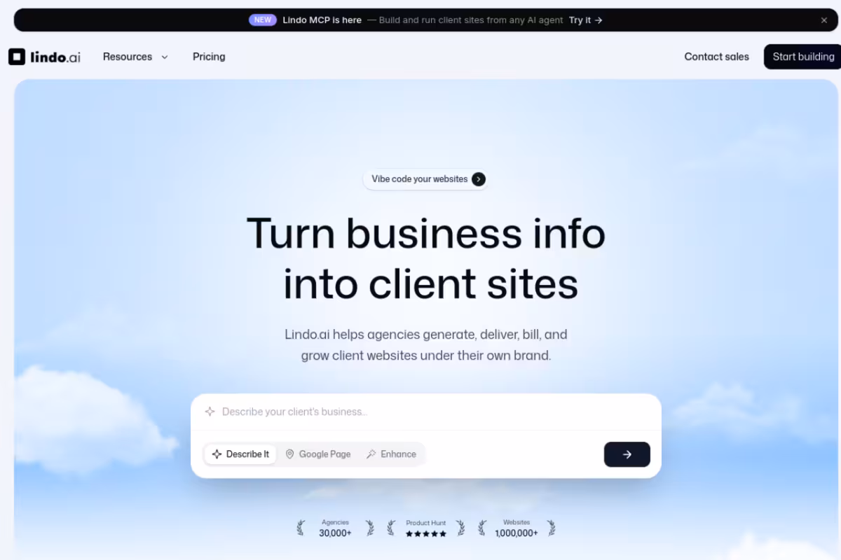lindo.ai homepage screenshot