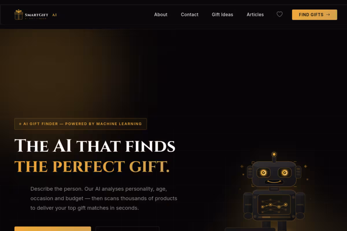 SmartGiftAI homepage screenshot
