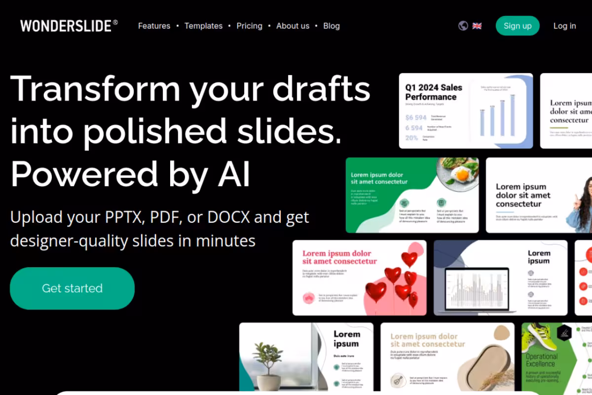 Wonderslide homepage screenshot