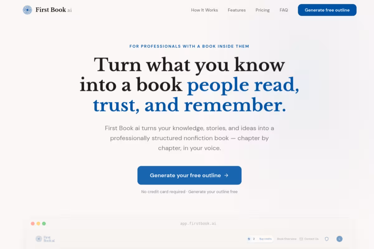First Book ai homepage screenshot