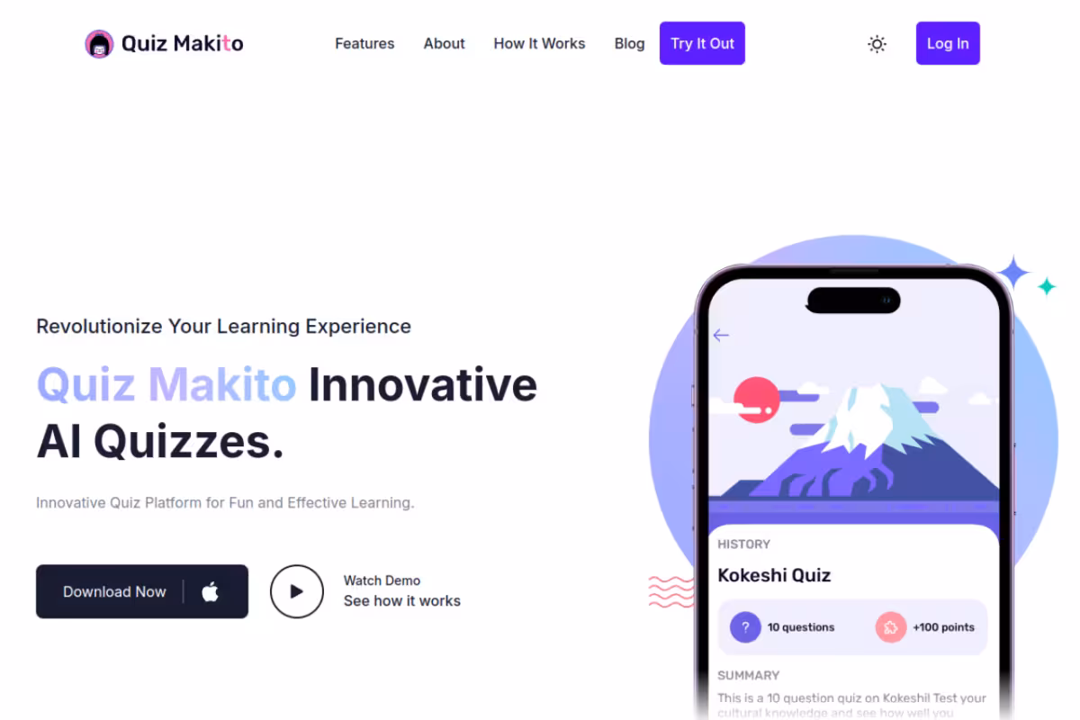 Quiz Makito homepage screenshot