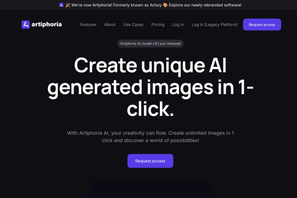 Artiphoria homepage screenshot