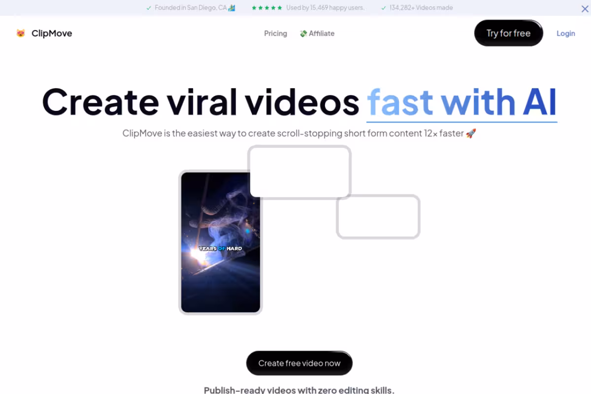 ClipMove.com homepage screenshot