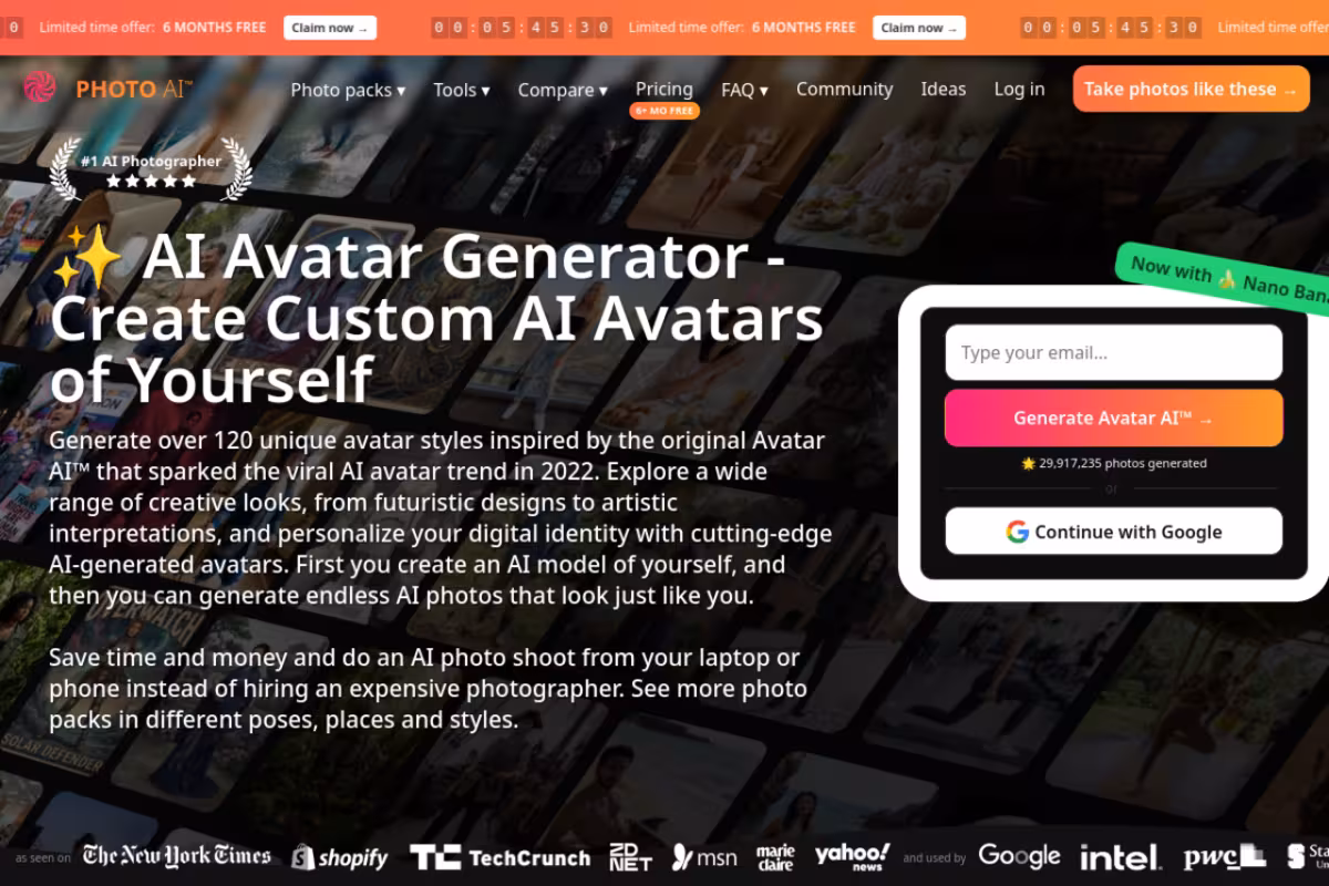 AI Avatar Generator homepage screenshot