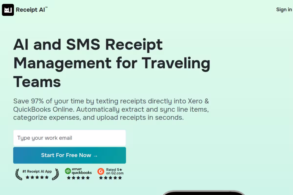 Receipt AI homepage screenshot