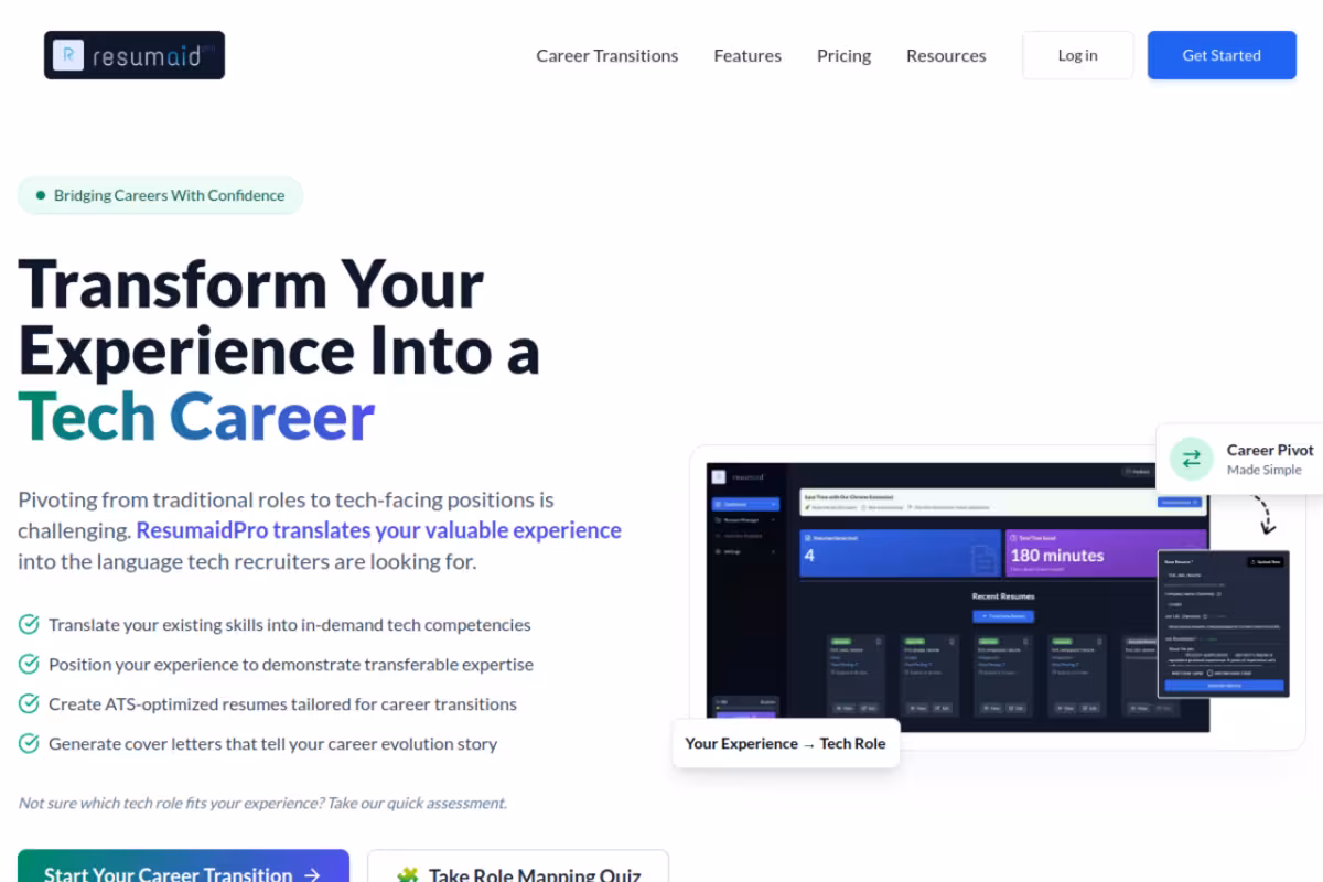 ResumaidPro homepage screenshot