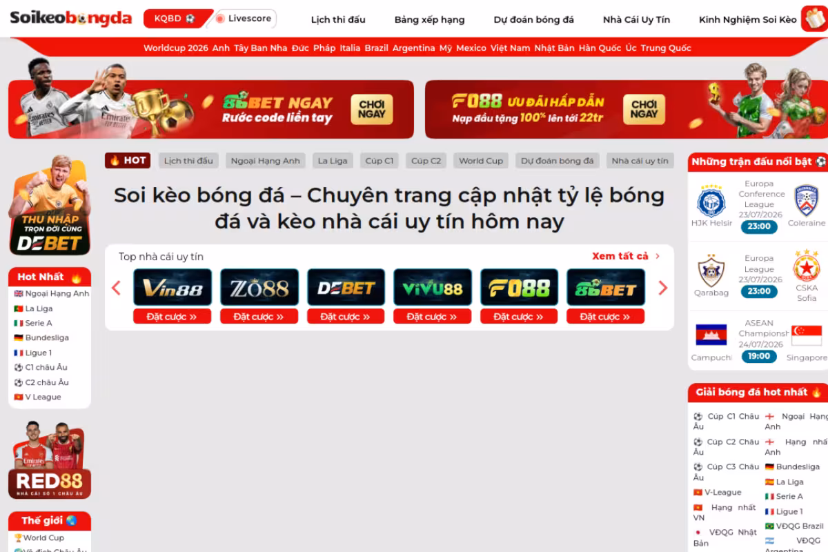 Kèo nhà cái homepage screenshot
