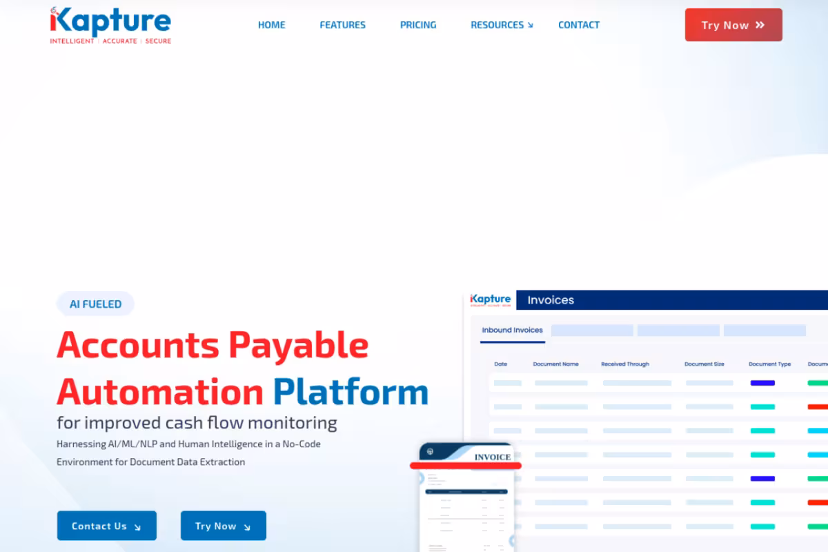 AI Fueled Accounts Payable Automation Platform homepage screenshot