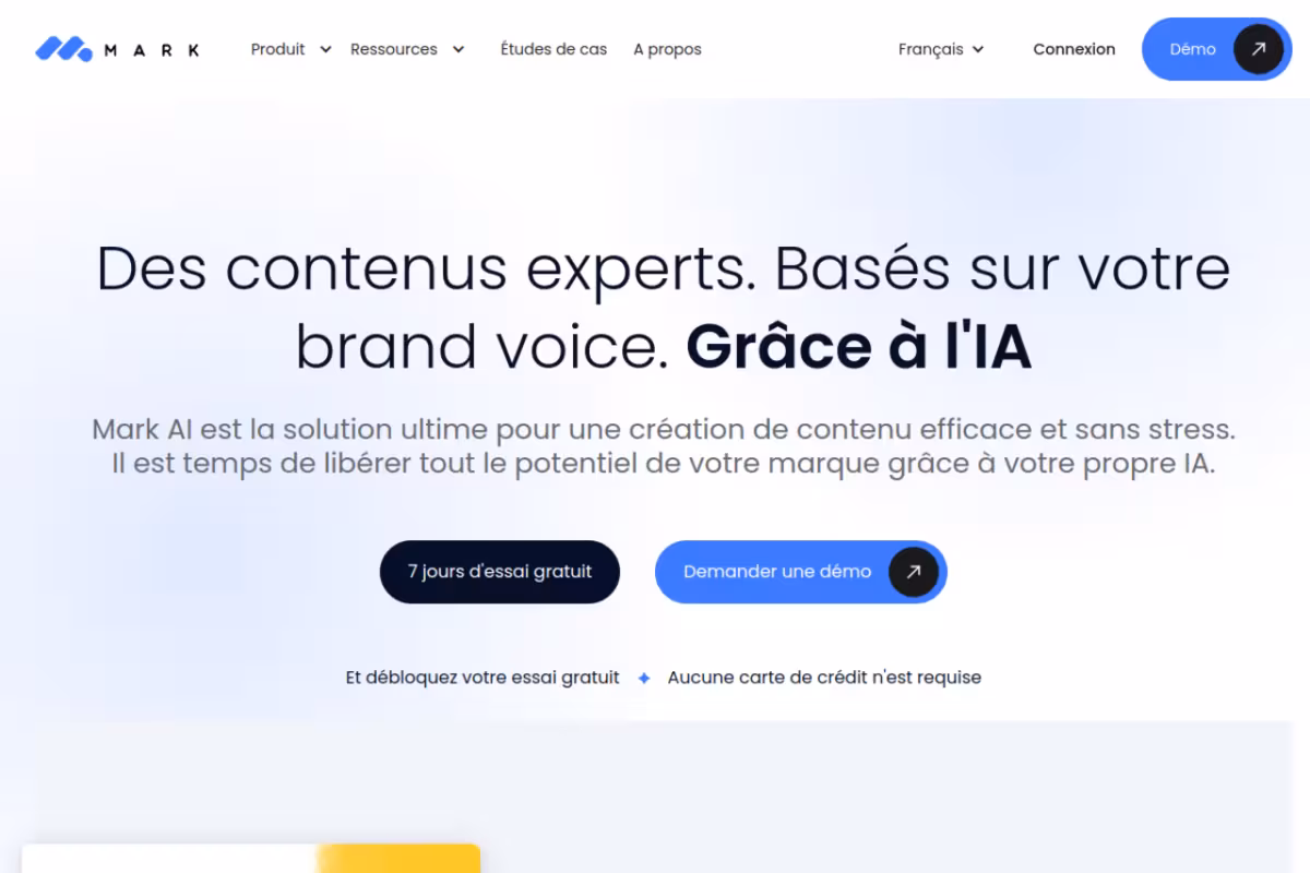 Mark Copy AI homepage screenshot