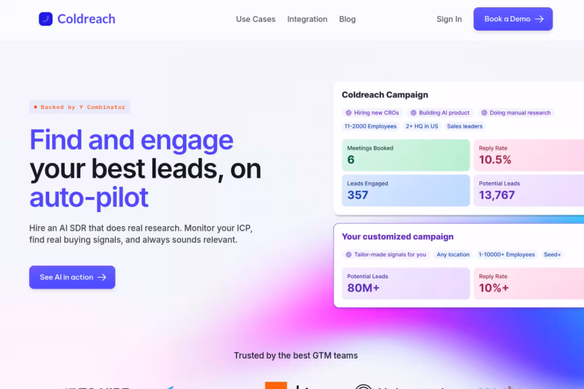 Coldreach homepage screenshot