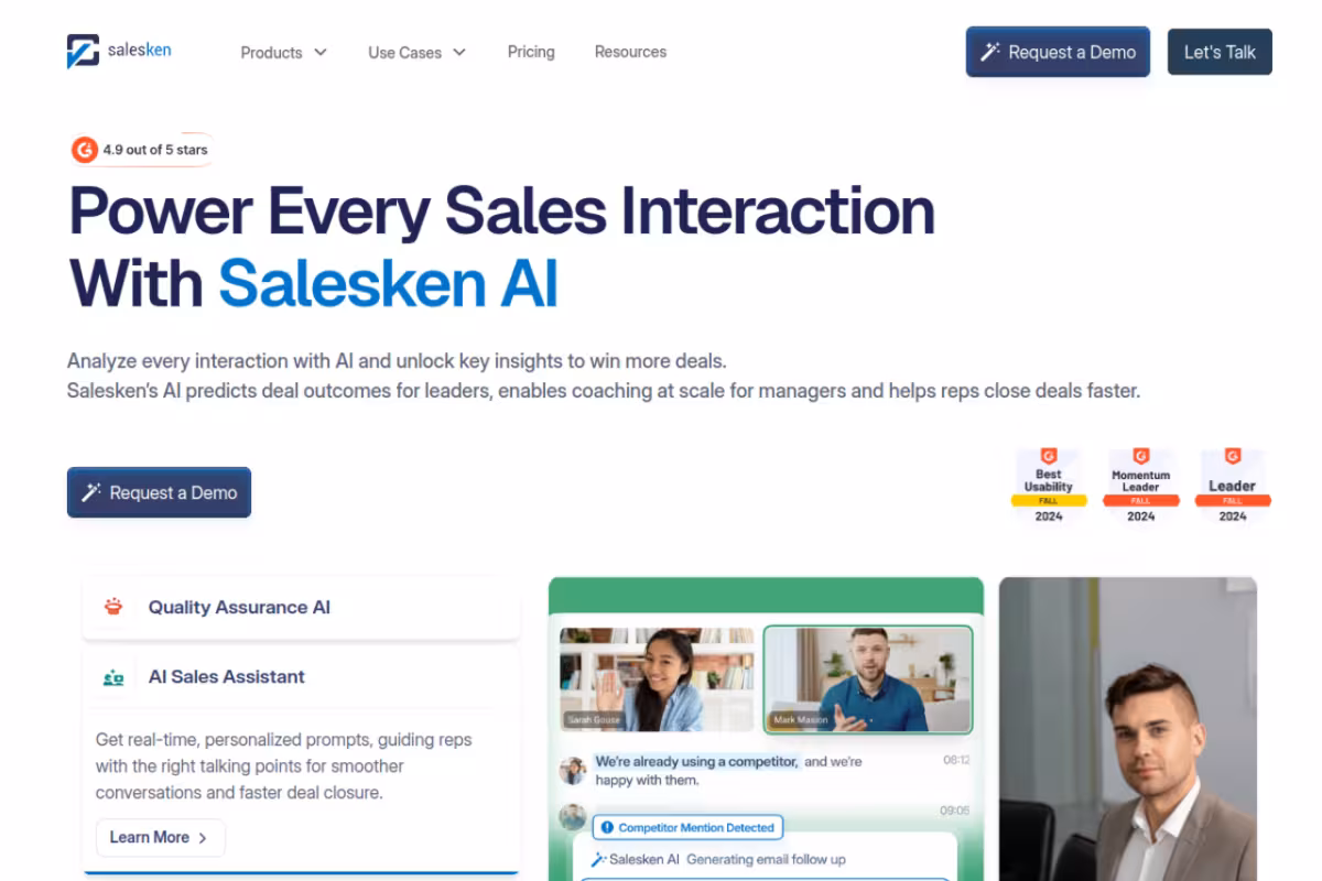 Salesken.ai homepage screenshot
