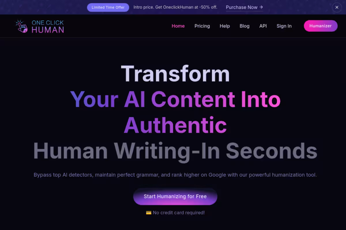 OneClickHuman homepage screenshot