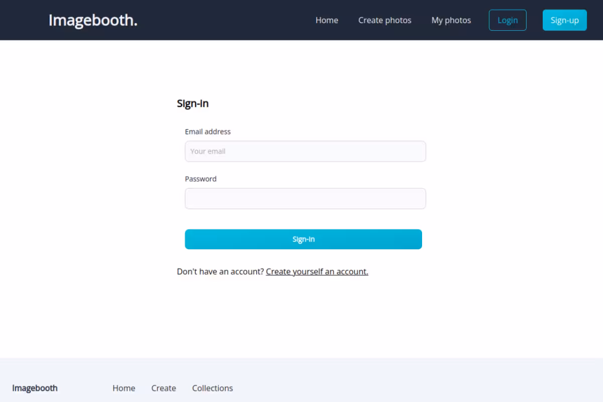 Imagebooth homepage screenshot