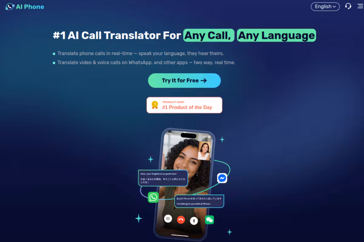 AI Phone Call Translator:#1 Translator App for Any Call, Any Language homepage screenshot