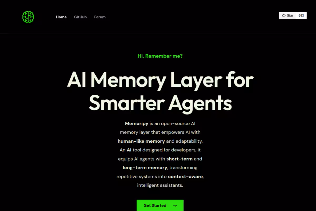 MemoriPy homepage screenshot