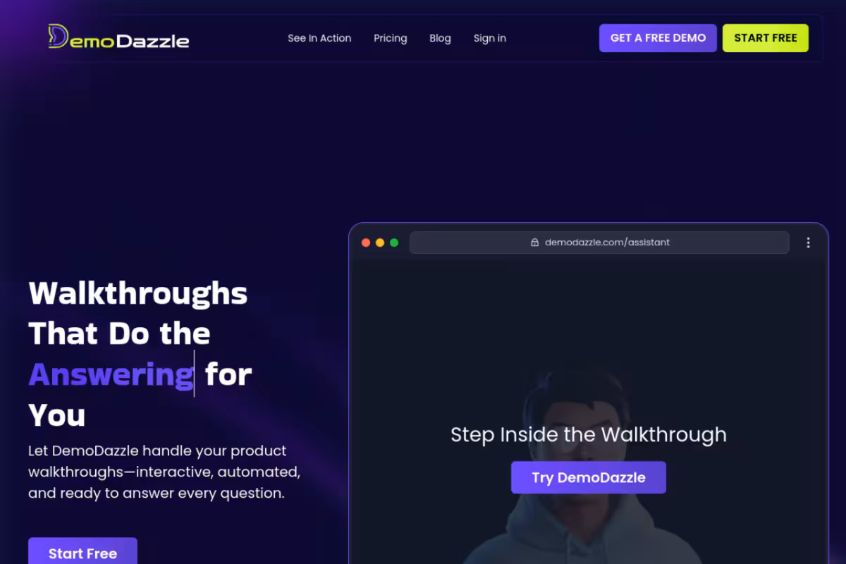 DemoDazzle homepage screenshot