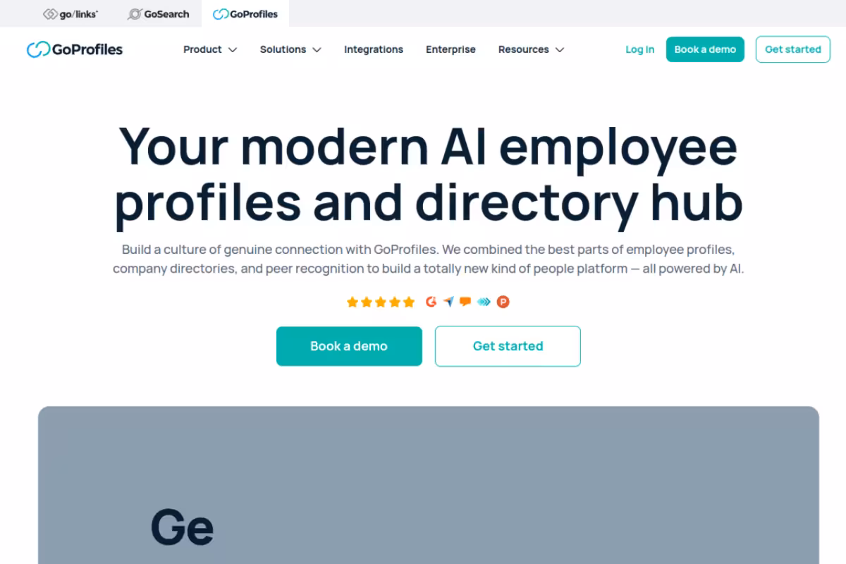 GoProfiles homepage screenshot