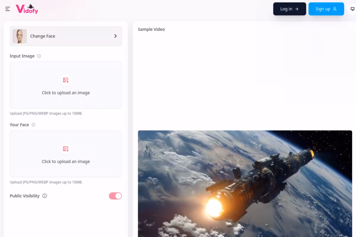 Change Face in Photos Online homepage screenshot
