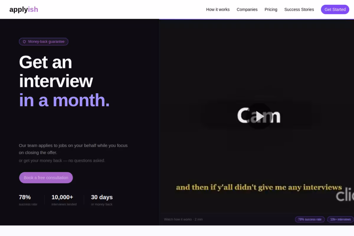 Applyish homepage screenshot