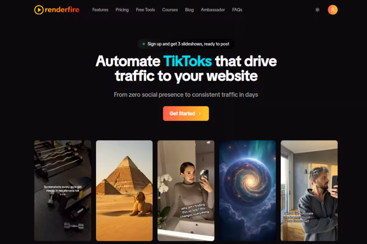 Renderfire homepage screenshot