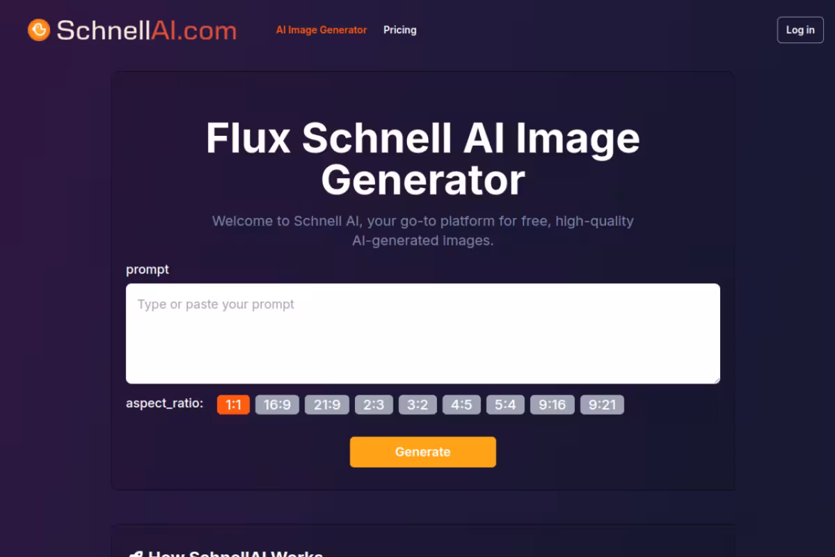 Schnell AI homepage screenshot