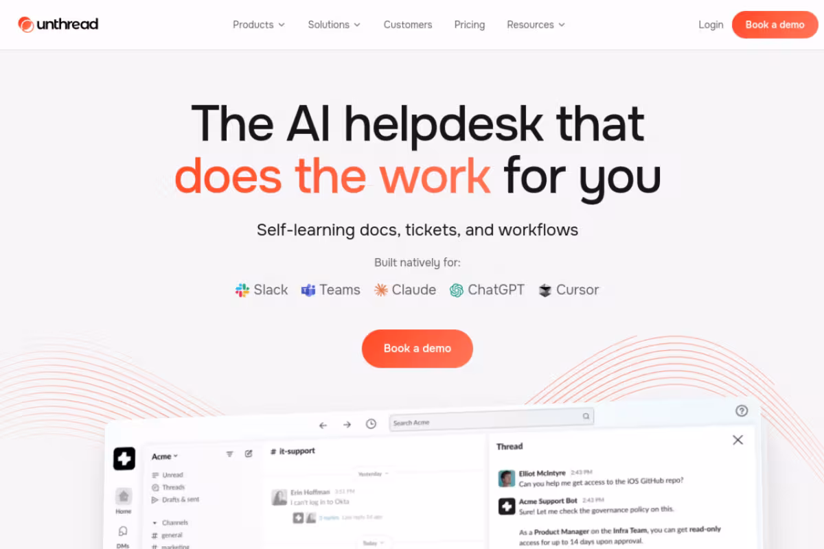 Unthread homepage screenshot