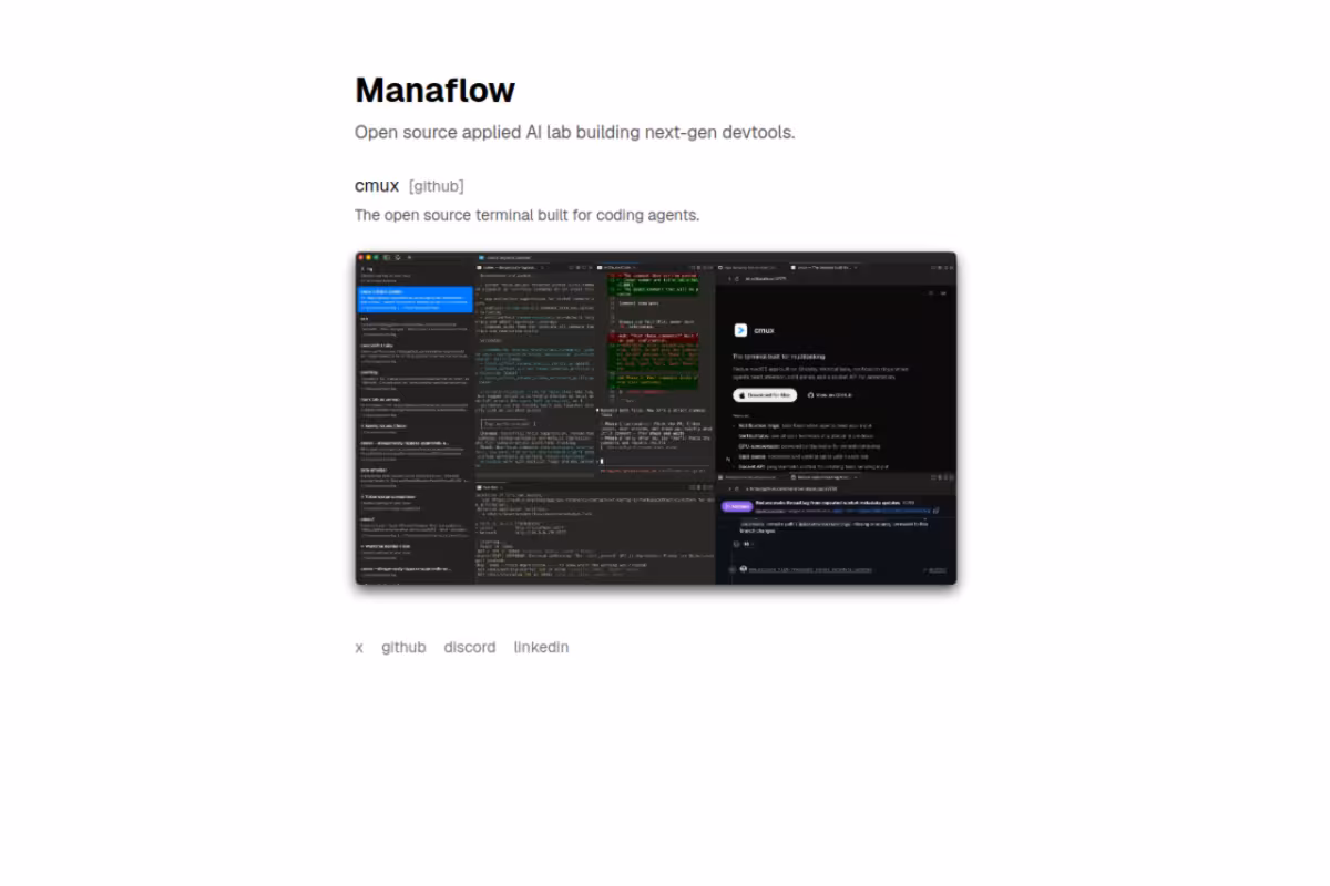 Manaflow homepage screenshot